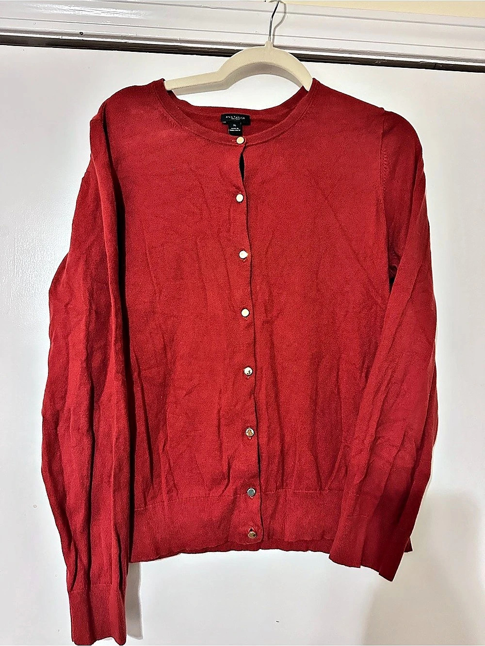 Ann Taylor Burnt Orange Button-Front Cardigan Size XL Like New